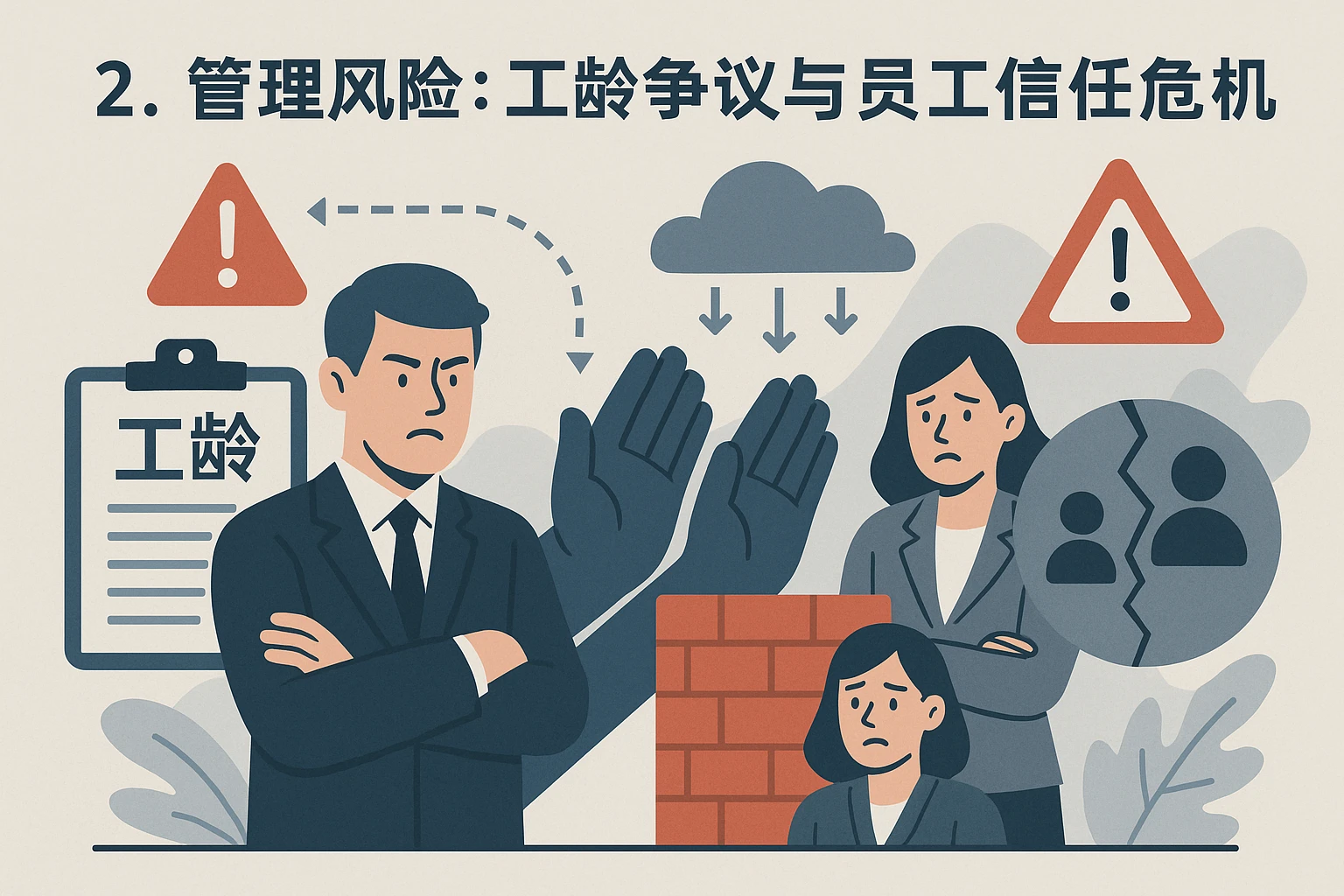 2. 管理风险：工龄争议与员工信任危机