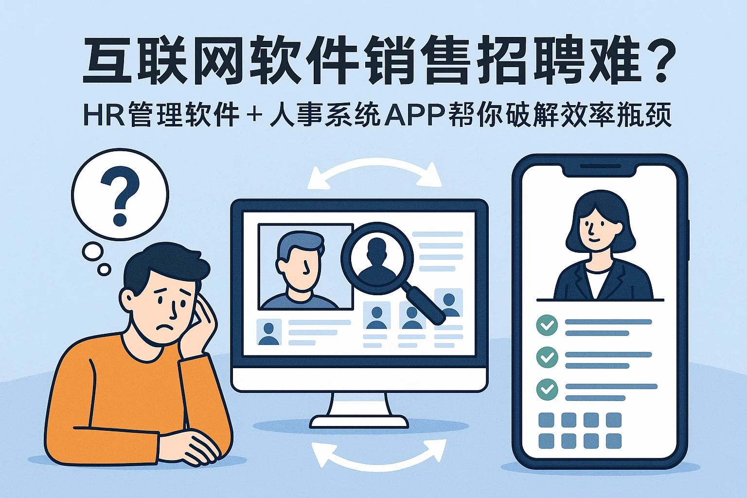 互联网软件销售招聘难？HR管理软件+人事系统APP帮你破解效率瓶颈