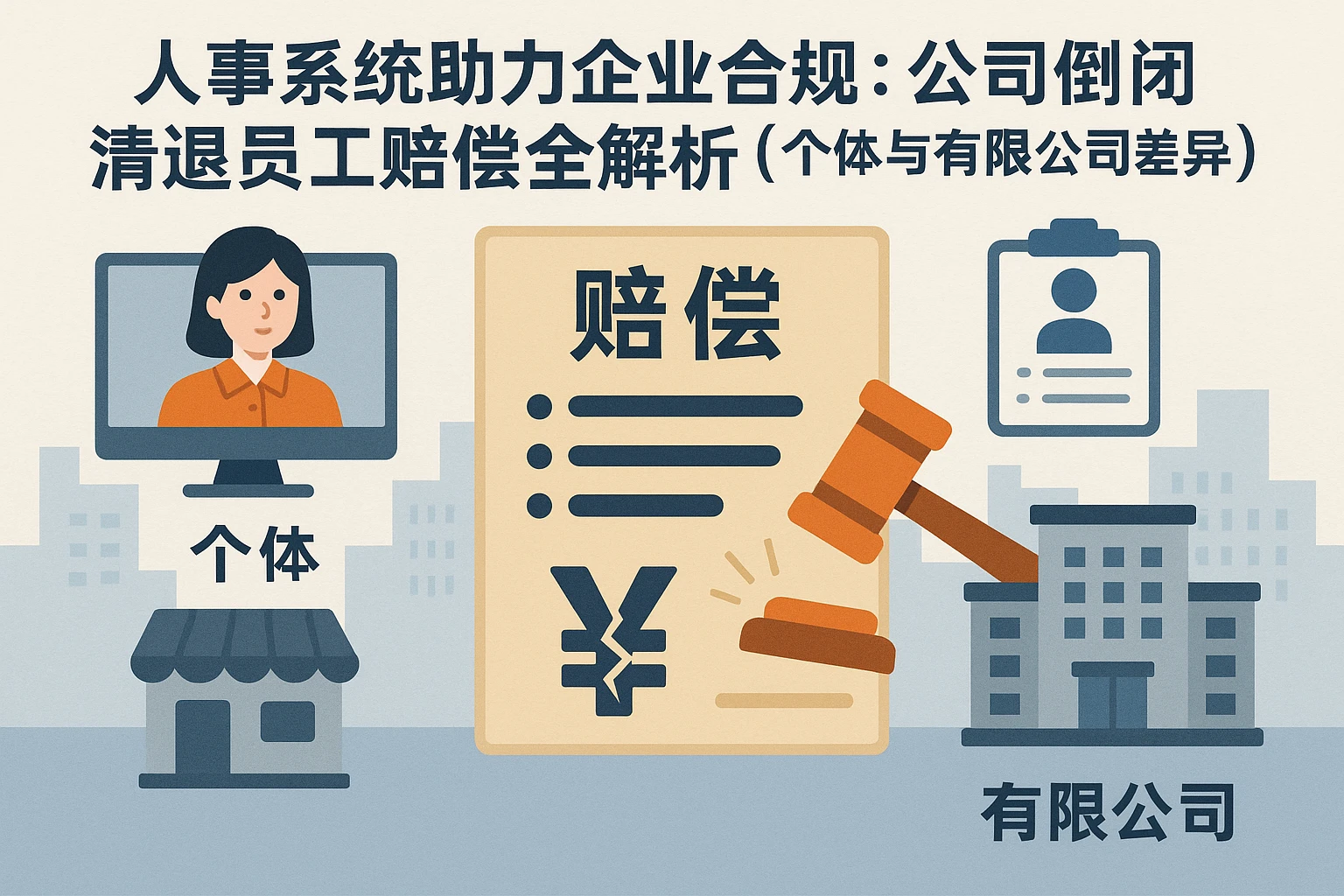 人事系统助力企业合规:公司倒闭清退员工赔偿全解析(个体与有限公司差异对比)