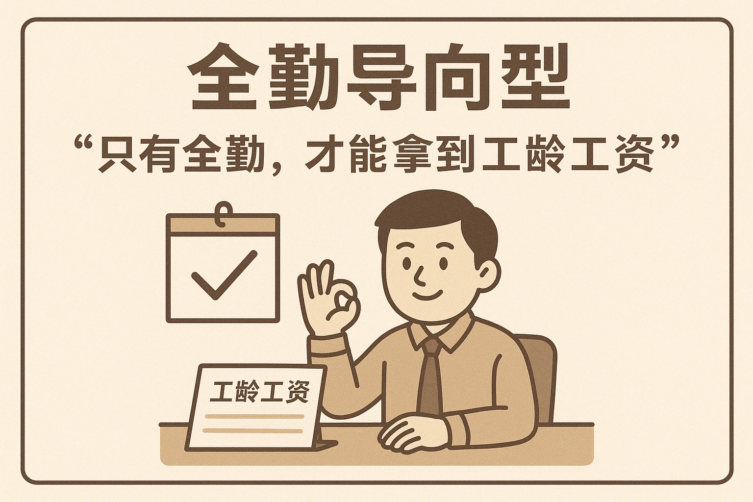 1. 全勤导向型：“只有全勤，才能拿到工龄工资”