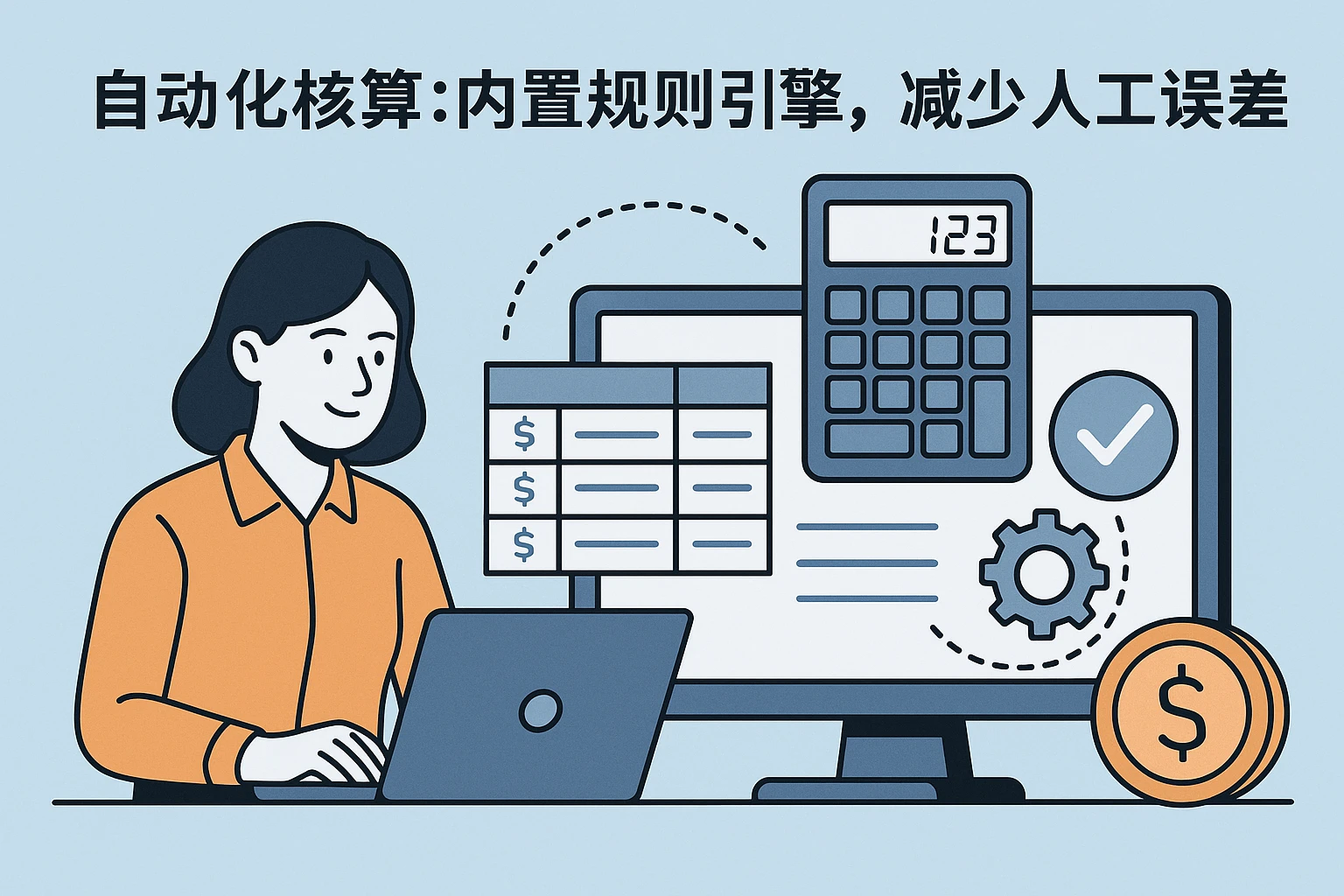 2. 自动化核算：内置规则引擎，减少人工误差