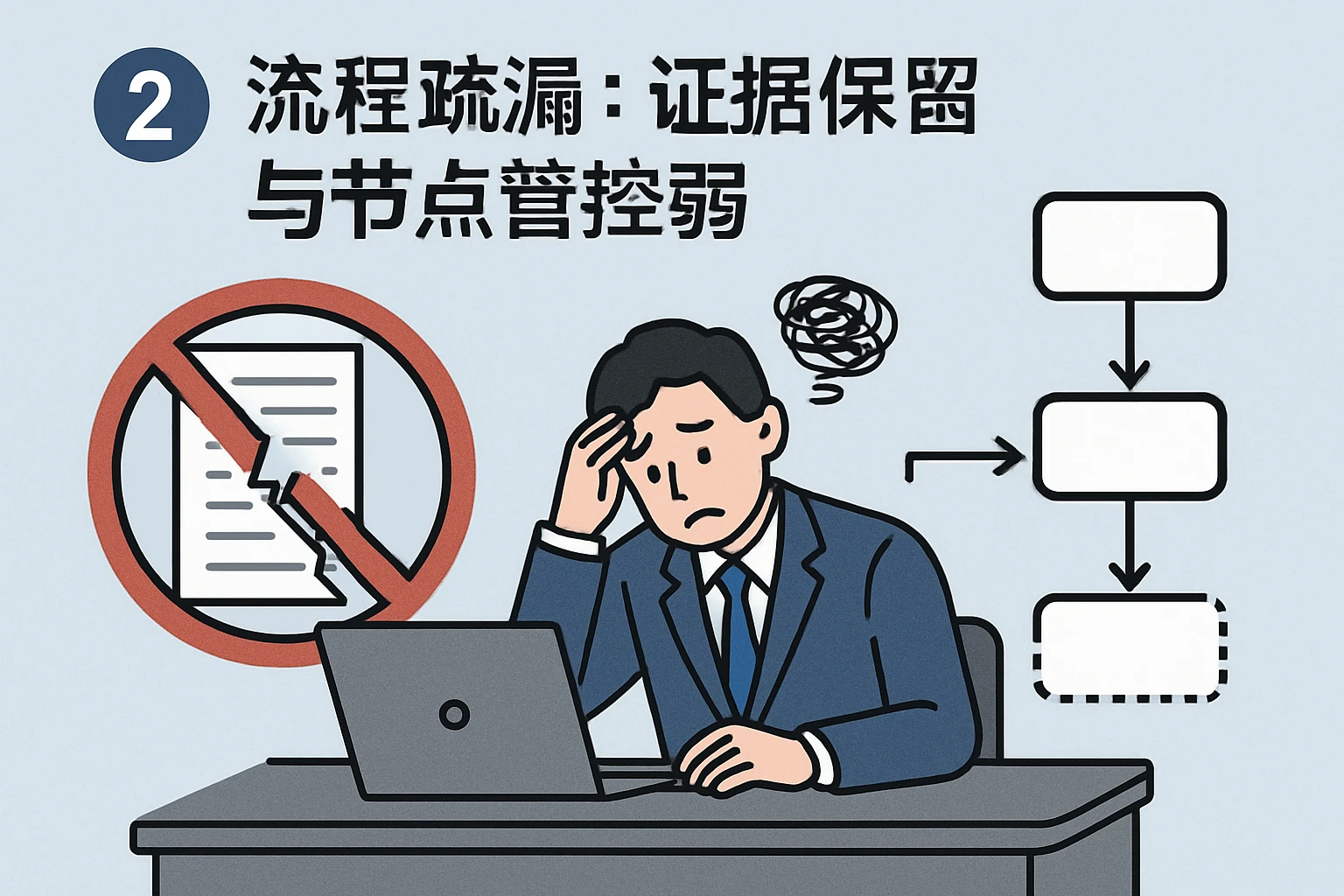 2. 流程疏漏:证据保留与节点管控弱