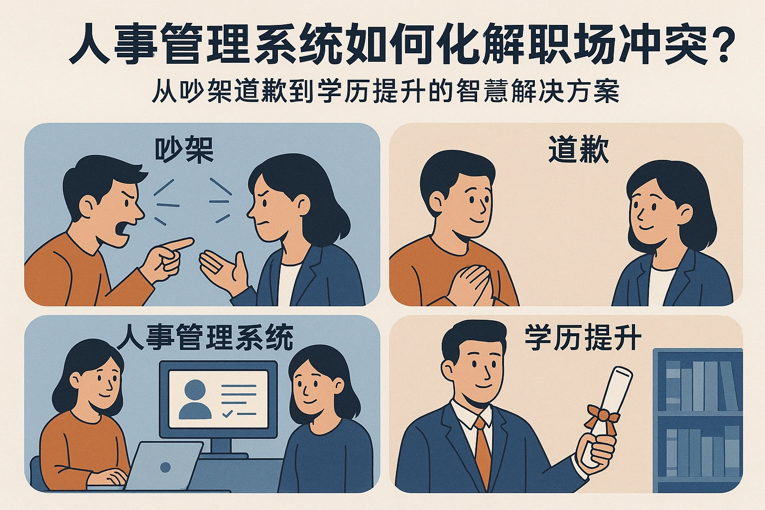 人事管理系统如何化解职场冲突?从吵架道歉到学历提升的智慧解决方案