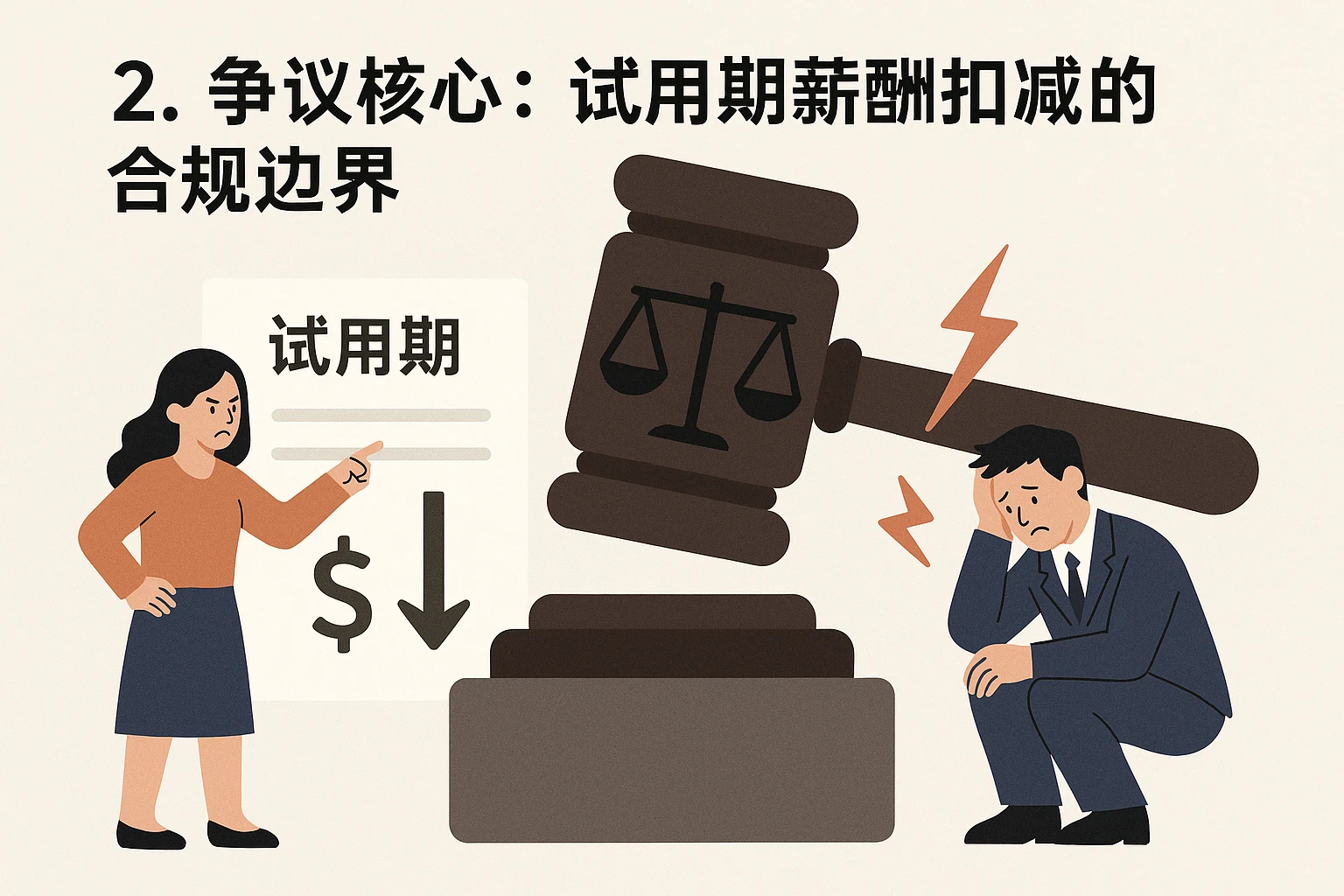 2. 争议核心:试用期薪酬扣减的合规边界