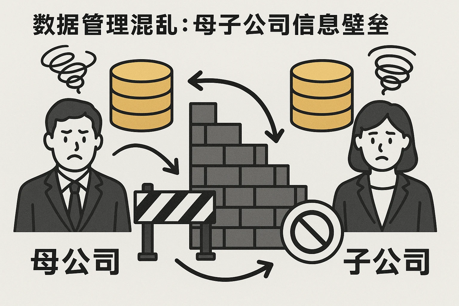 2. 数据管理混乱：母子公司信息壁垒