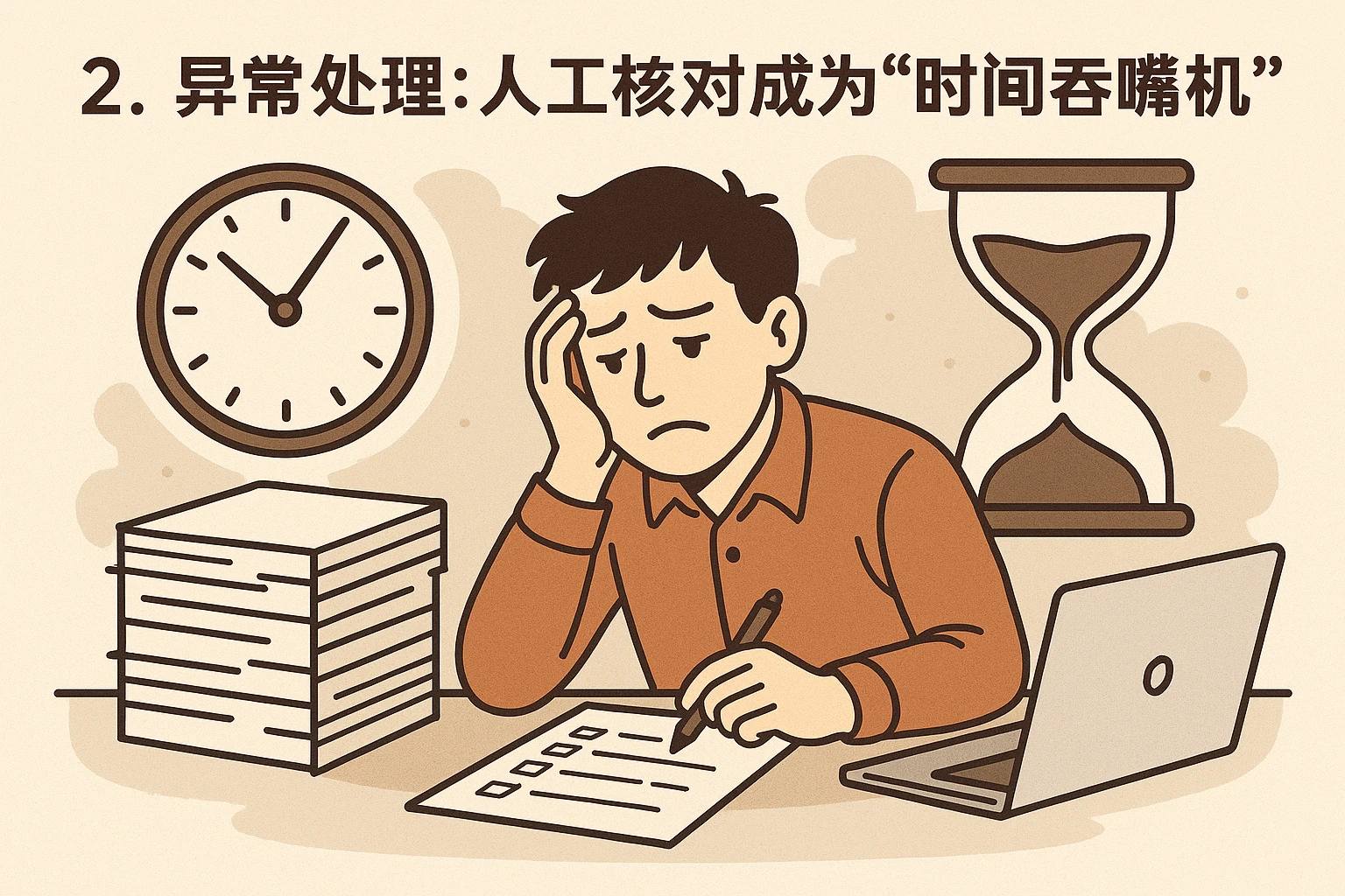 2. 异常处理：人工核对成为“时间吞噬机”