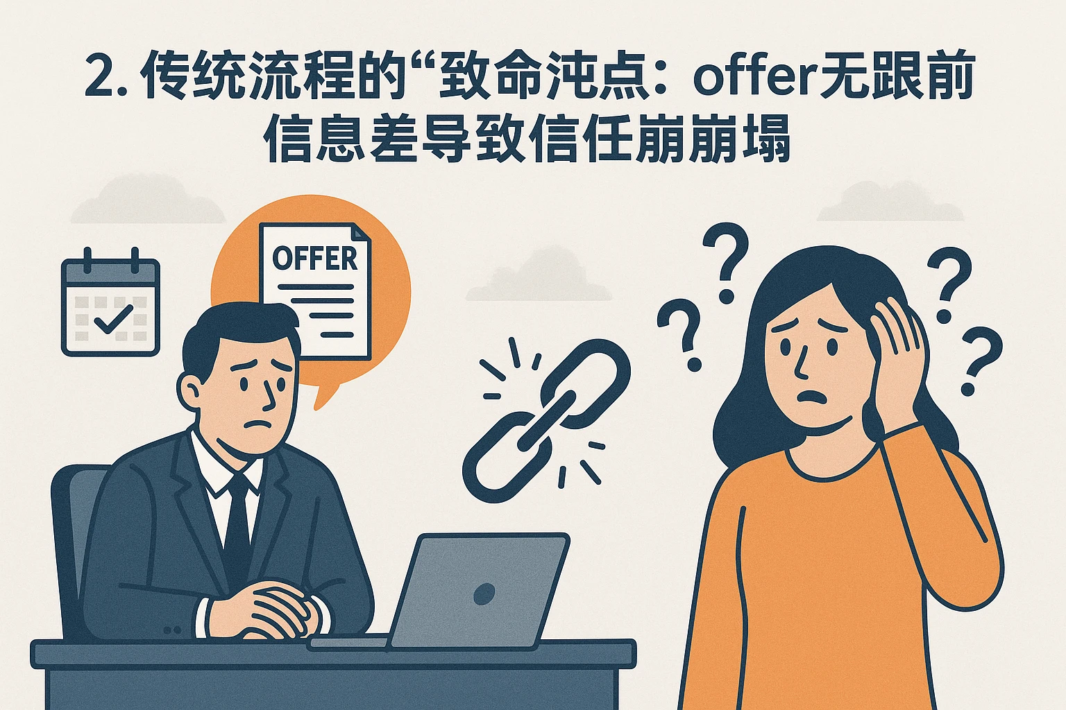 2. 传统流程的“致命痛点”：offer后无跟进，信息差导致信任崩塌