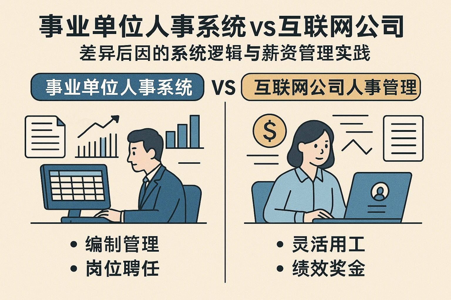 事业单位人事系统 vs 互联网公司人事管理:差异背后的系统逻辑与薪资管理实践