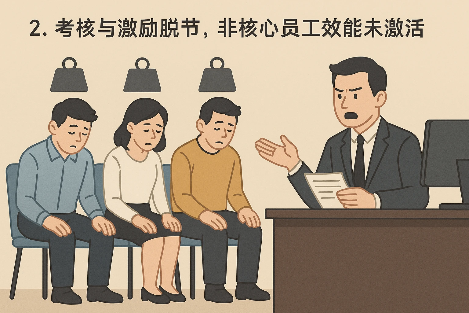 2. 考核与激励脱节,非核心员工效能未激活