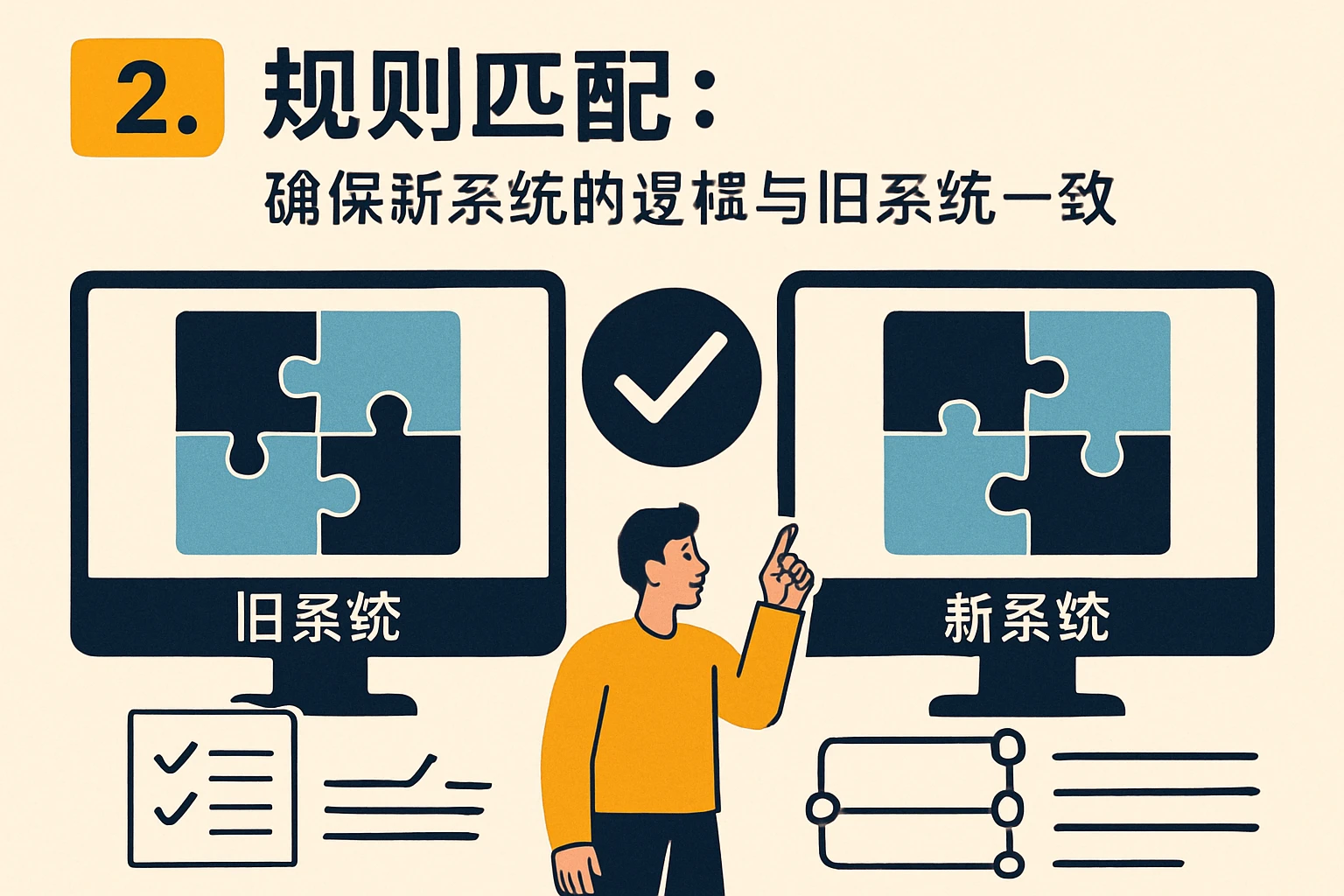 2. 规则匹配:确保新系统的逻辑与旧系统一致