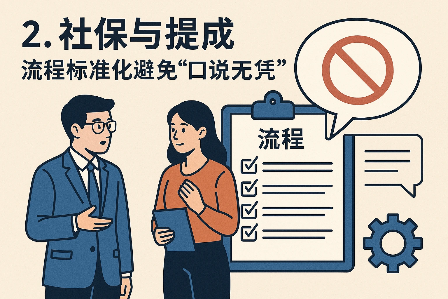 2. 社保与提成：流程标准化避免“口说无凭”