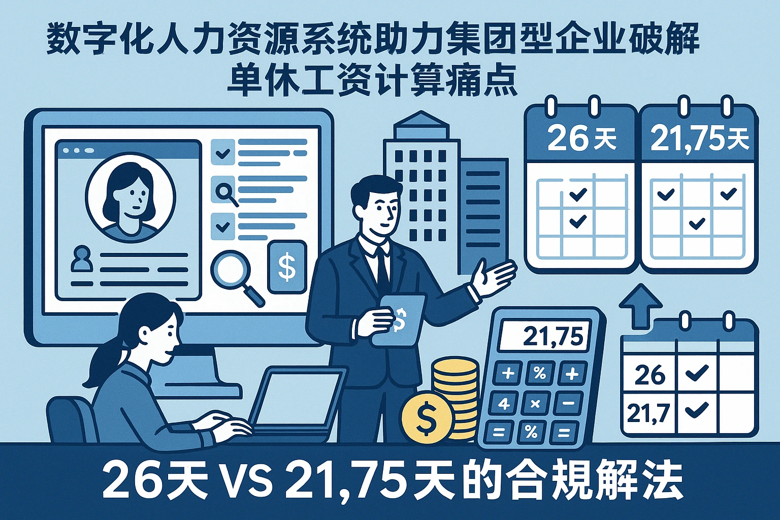 数字化人力资源系统助力集团型企业破解单休工资计算痛点：26天 vs 21.75天的合规解法