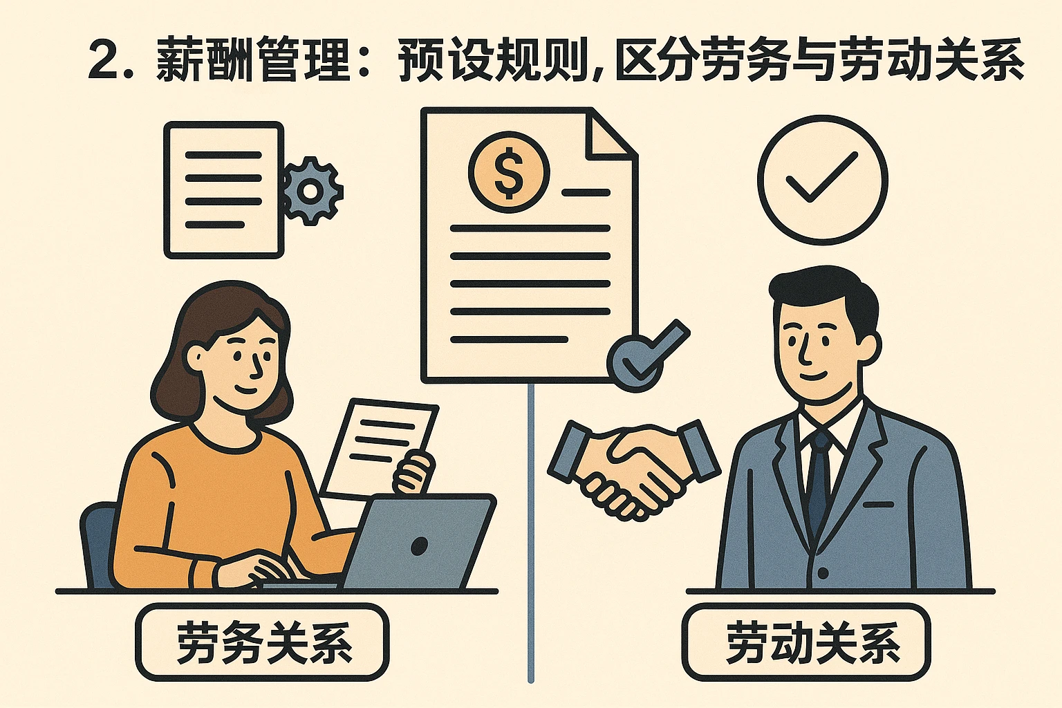 2. 薪酬管理：预设规则，区分劳务与劳动关系