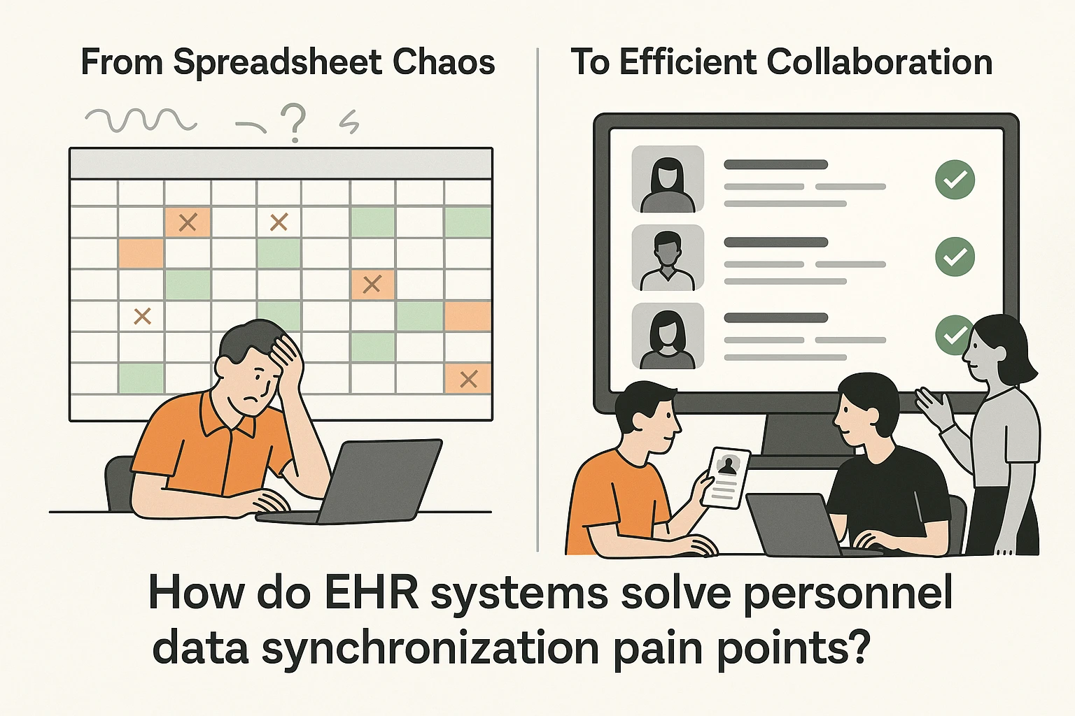 从表格混乱到高效协同：EHR系统如何解决人事数据同步痛点？