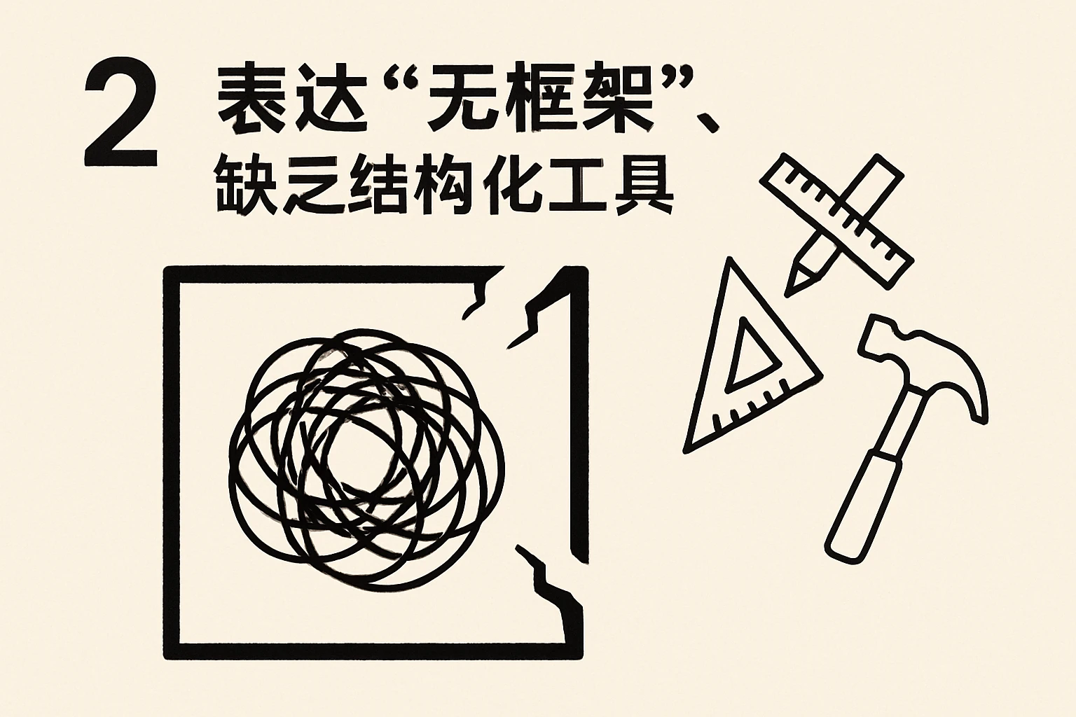 2. 表达“无框架”,缺乏结构化工具