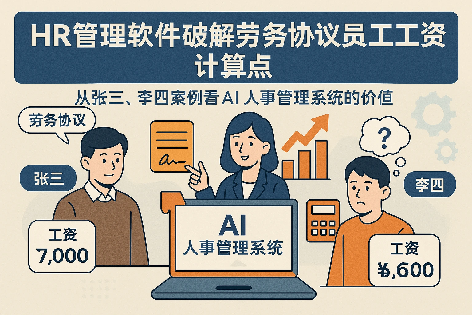 HR管理软件破解劳务协议员工工资计算痛点：从张三、李四案例看AI人事管理系统的价值