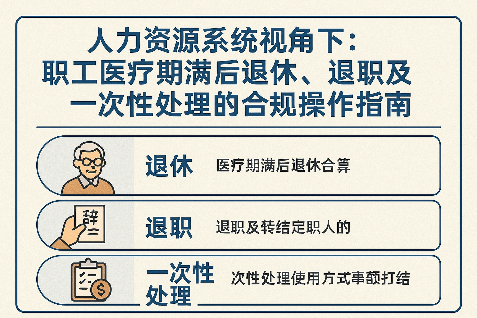 人力资源系统视角下：职工医疗期满后退休、退职及一次性处理的合规操作指南