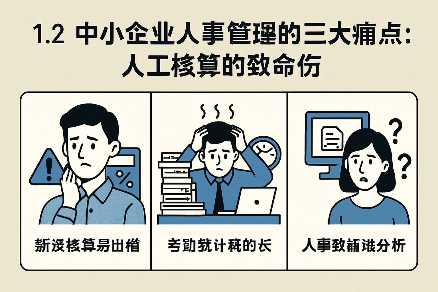 1.2 中小企业人事管理的三大痛点:人工核算的致命伤