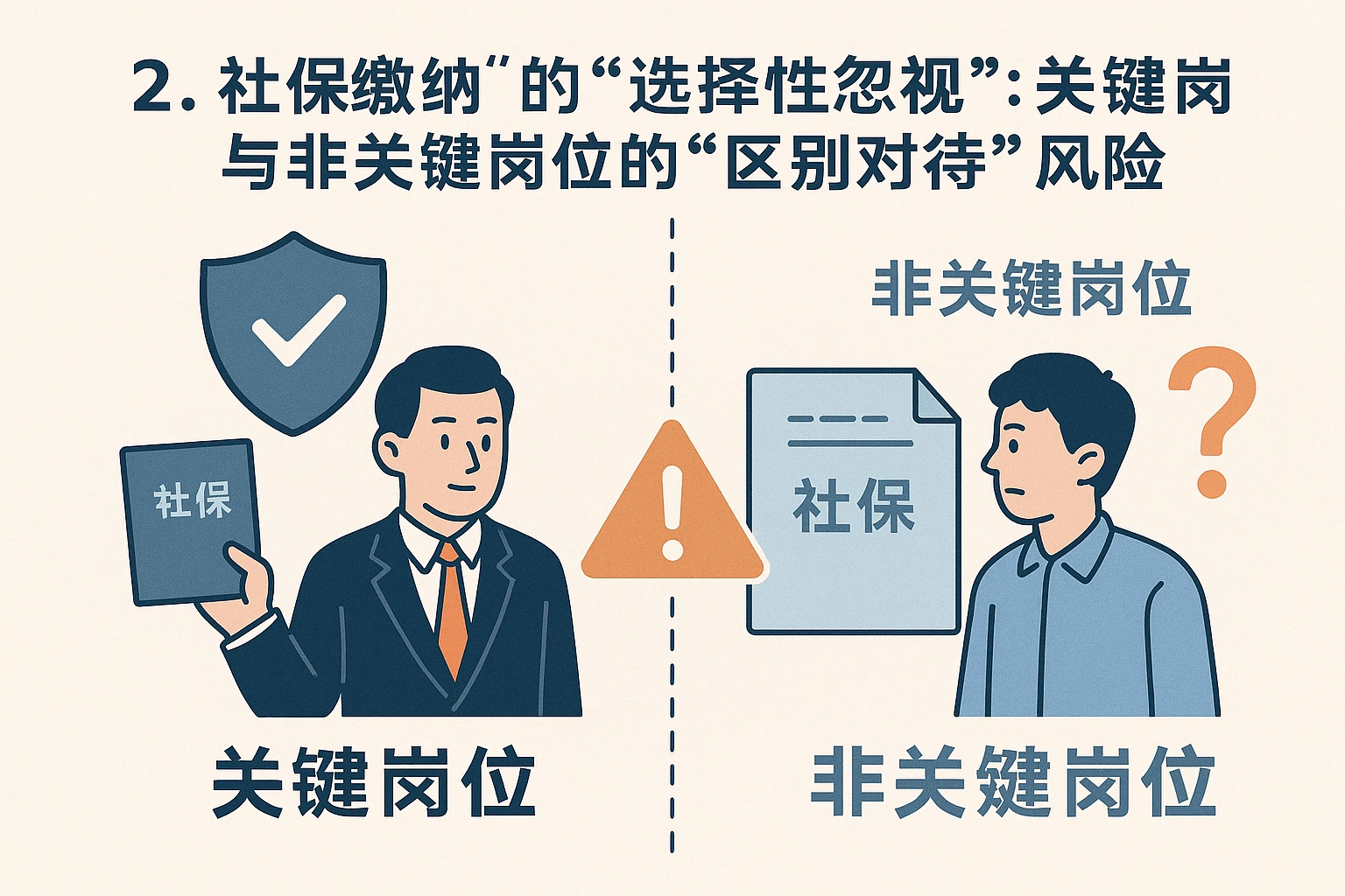 2. 社保缴纳的“选择性忽视”:关键岗位与非关键岗位的“区别对待”风险