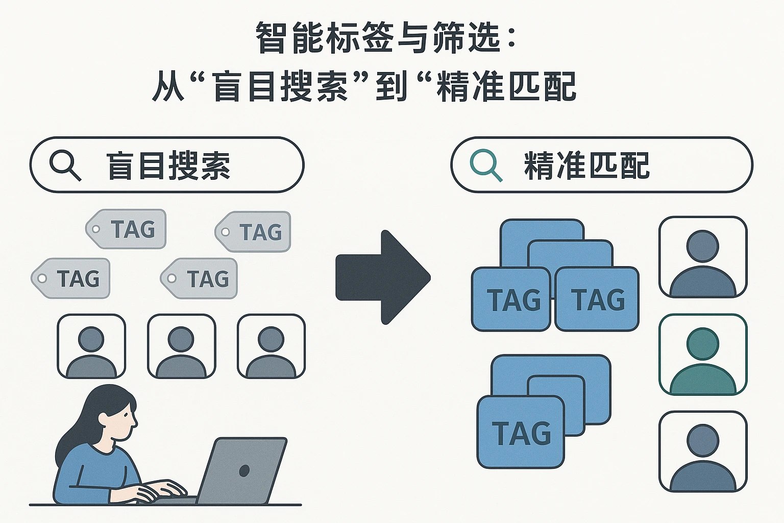2. 智能标签与筛选：从“盲目搜索”到“精准匹配”