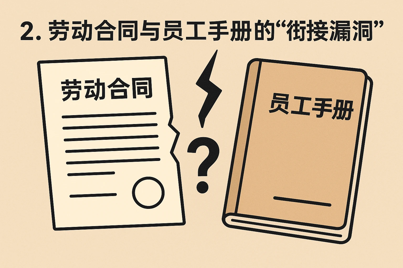 2. 劳动合同与员工手册的“衔接漏洞”