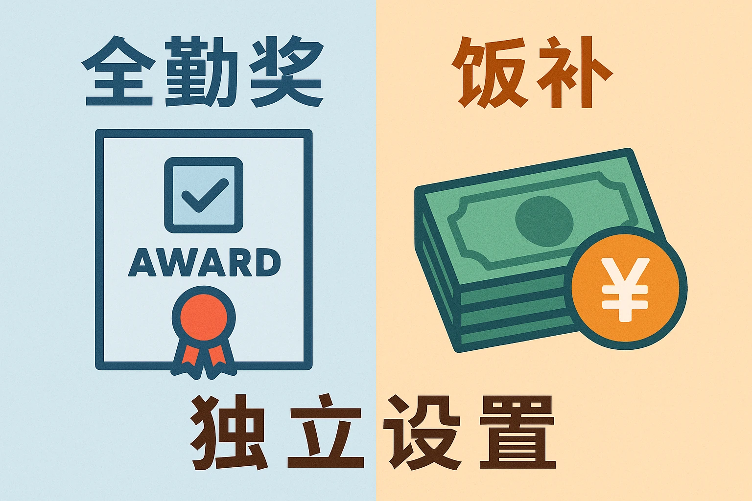 全勤奖与饭补的独立设置