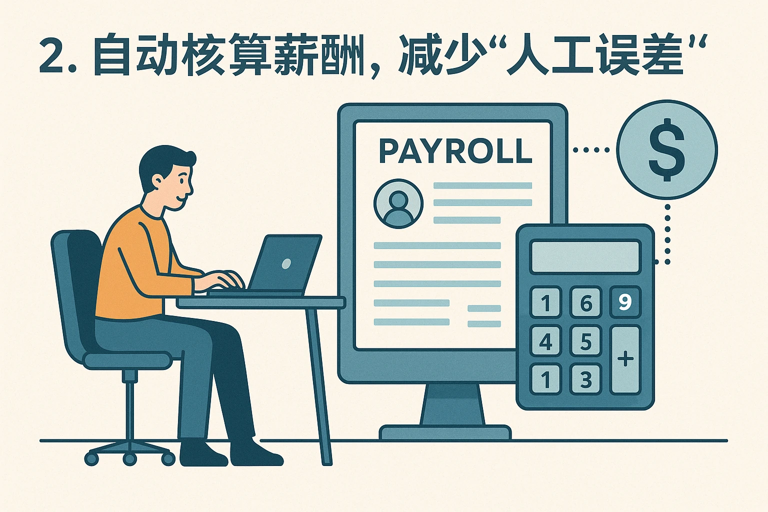 2. 自动核算薪酬,减少“人工误差”