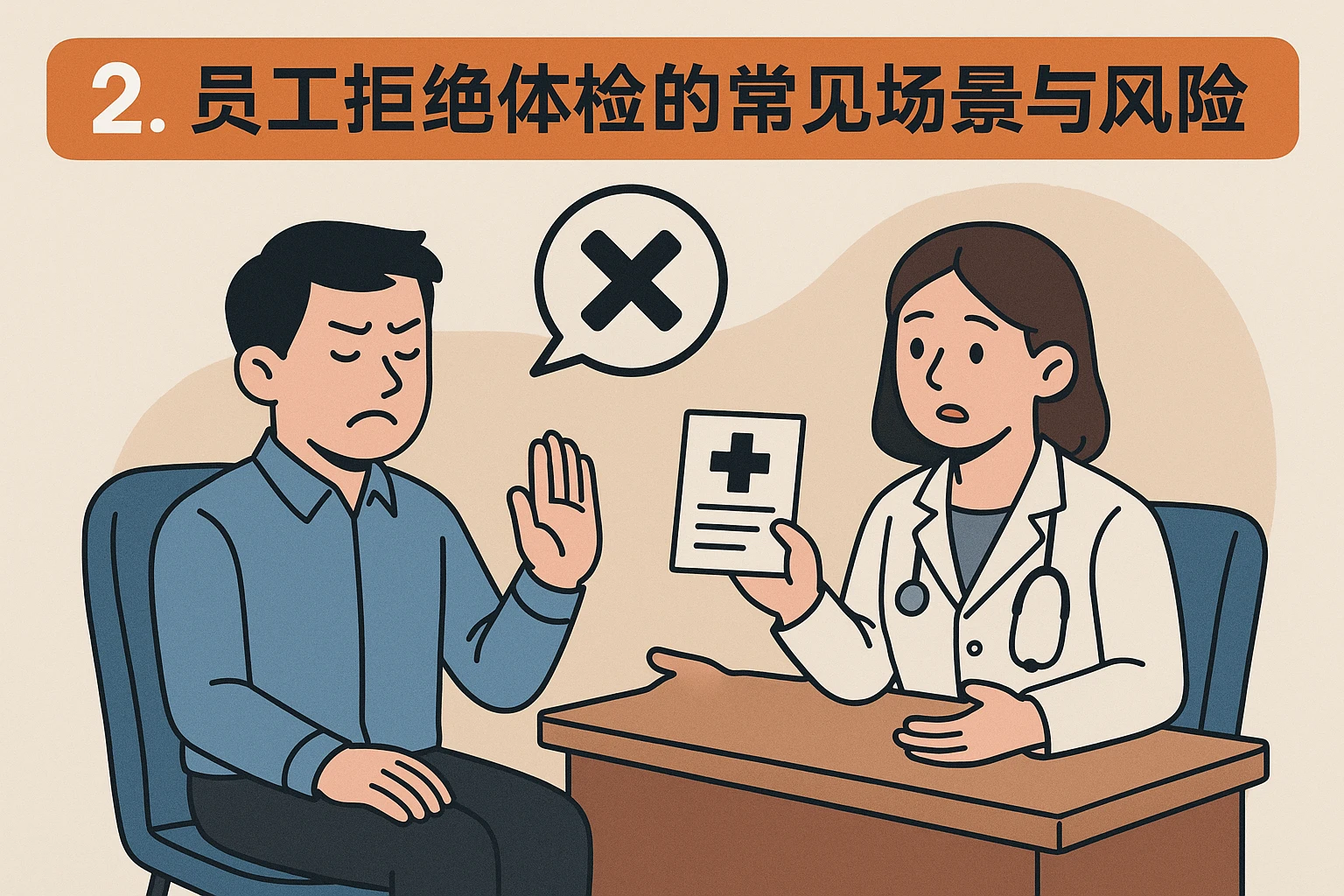 2. 员工拒绝体检的常见场景与风险