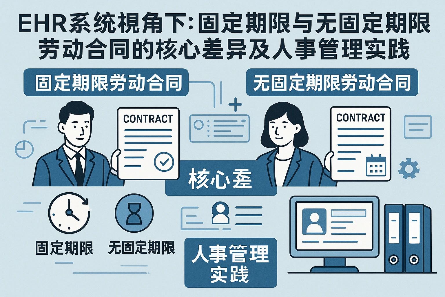 EHR系统视角下：固定期限与无固定期限劳动合同的核心差异及人事管理实践