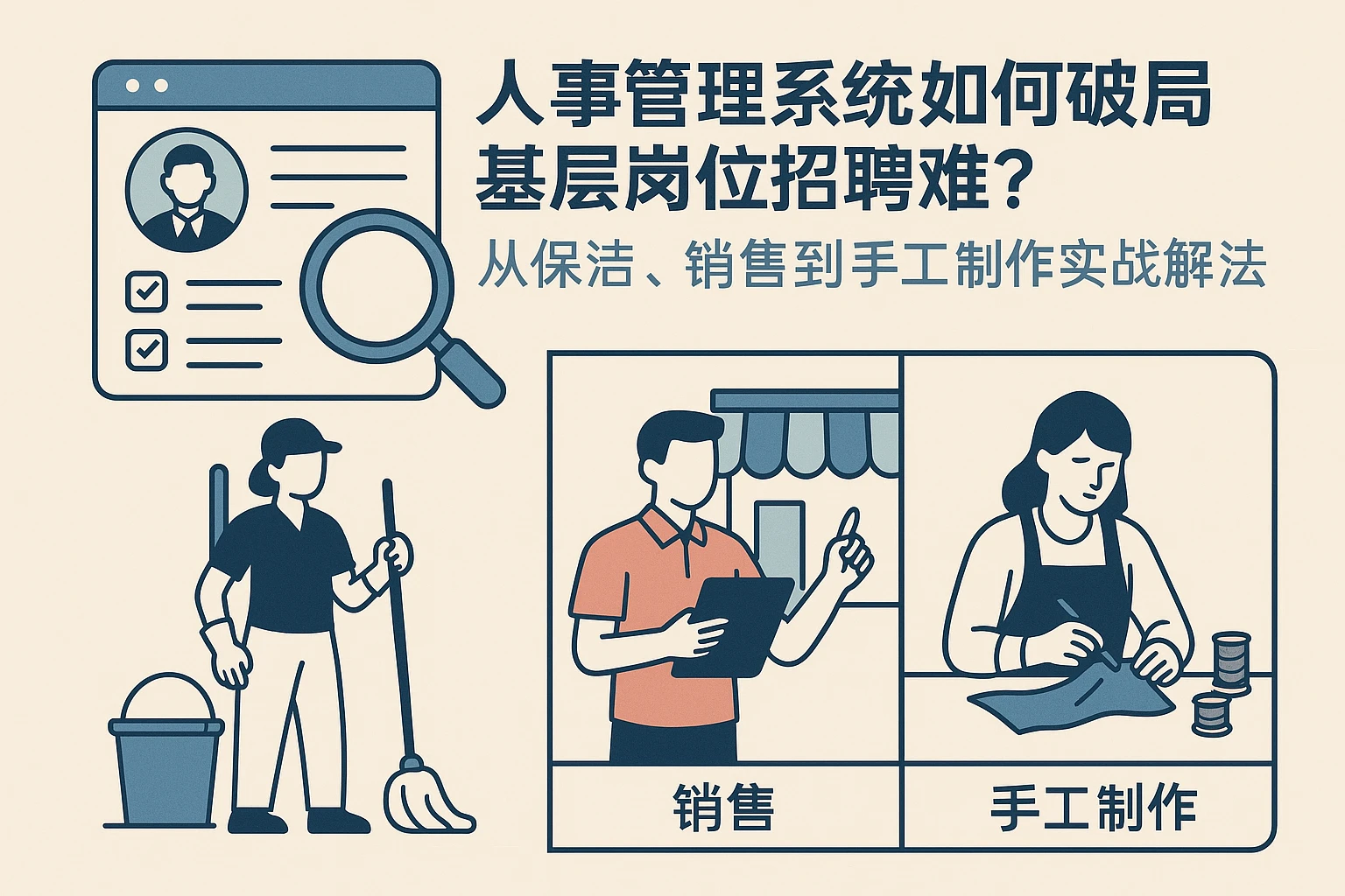 人事管理系统如何破解基层岗位招聘难?从保洁、销售到手工制作的实战解法