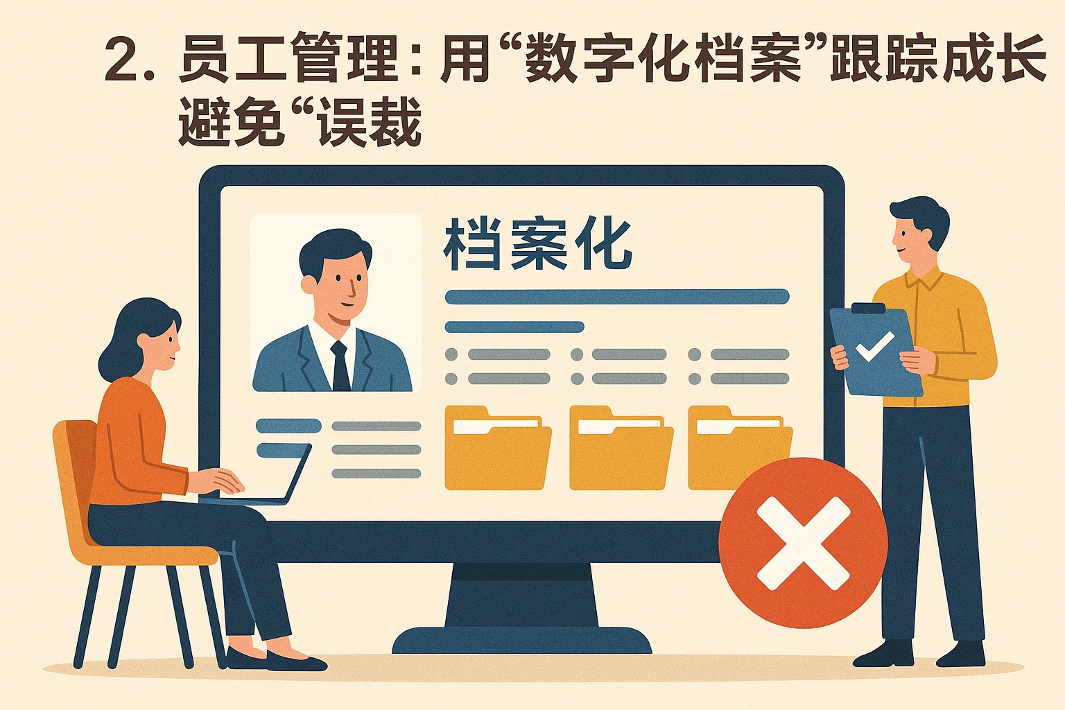 2. 员工管理:用“数字化档案”跟踪成长,避免“误裁”