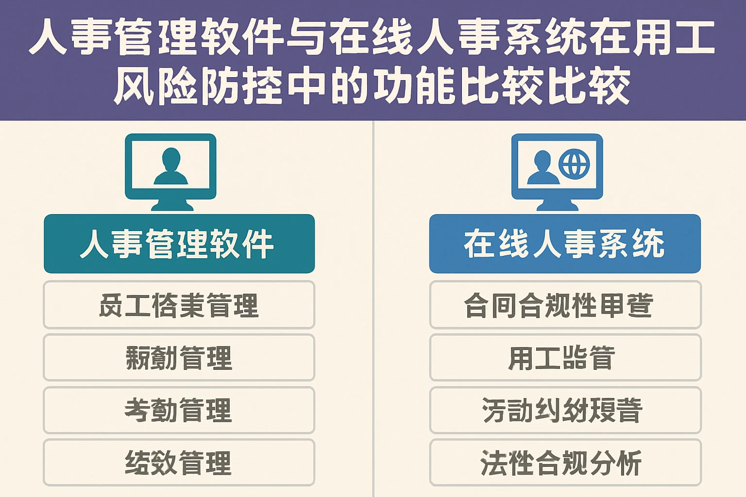人事管理软件与在线人事系统在用工风险防控中的功能比较