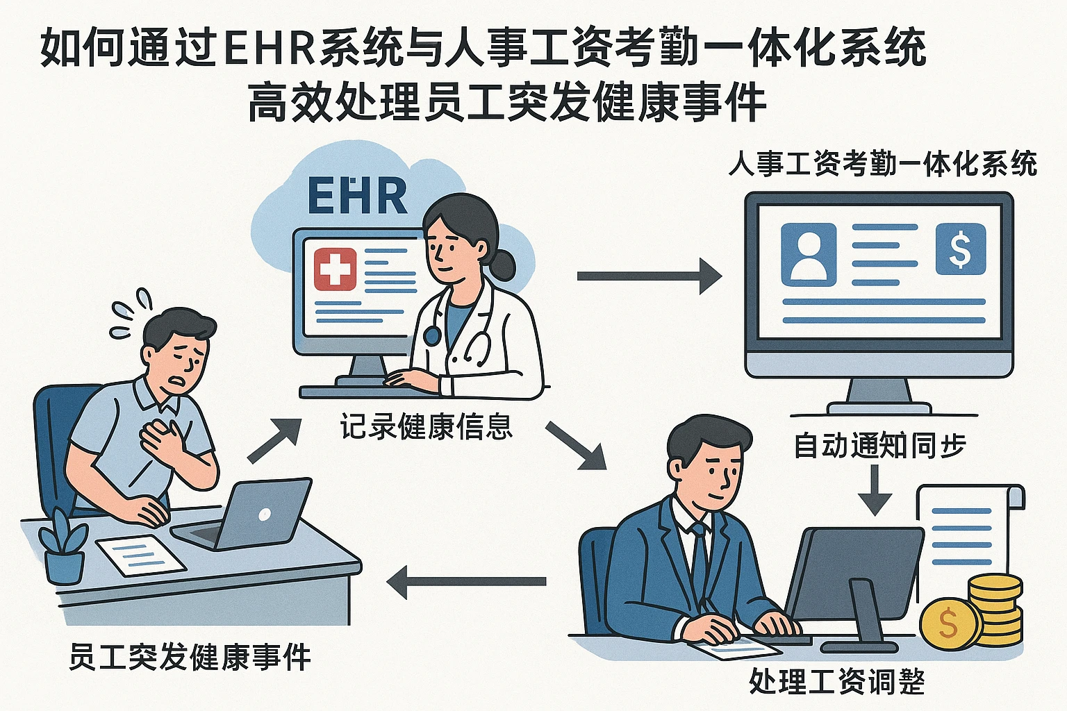 如何通过EHR系统与人事工资考勤一体化系统高效处理员工突发健康事件