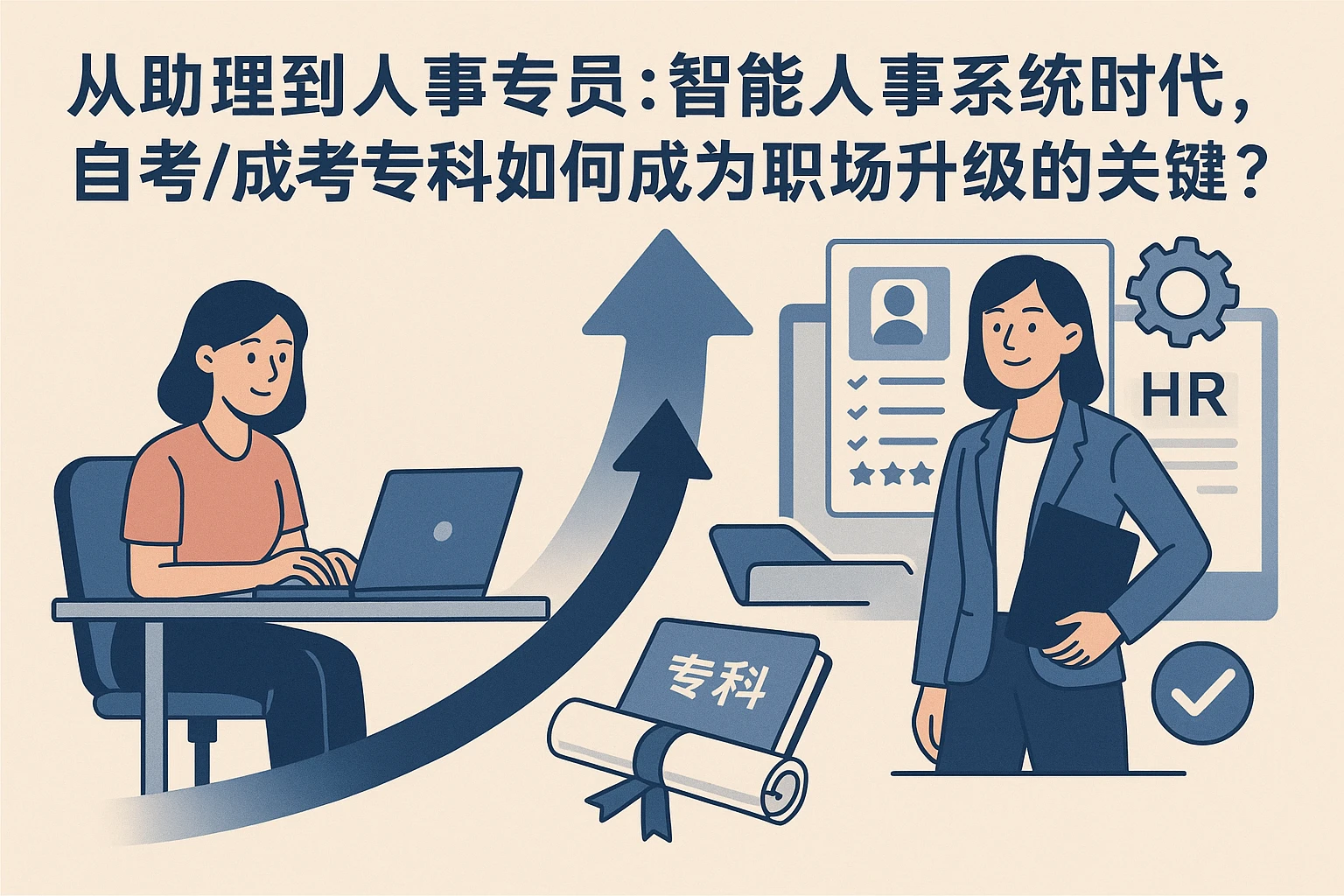 从助理到人事专员:智能人事系统时代,自考/成考专科如何成为职场升级的关键?