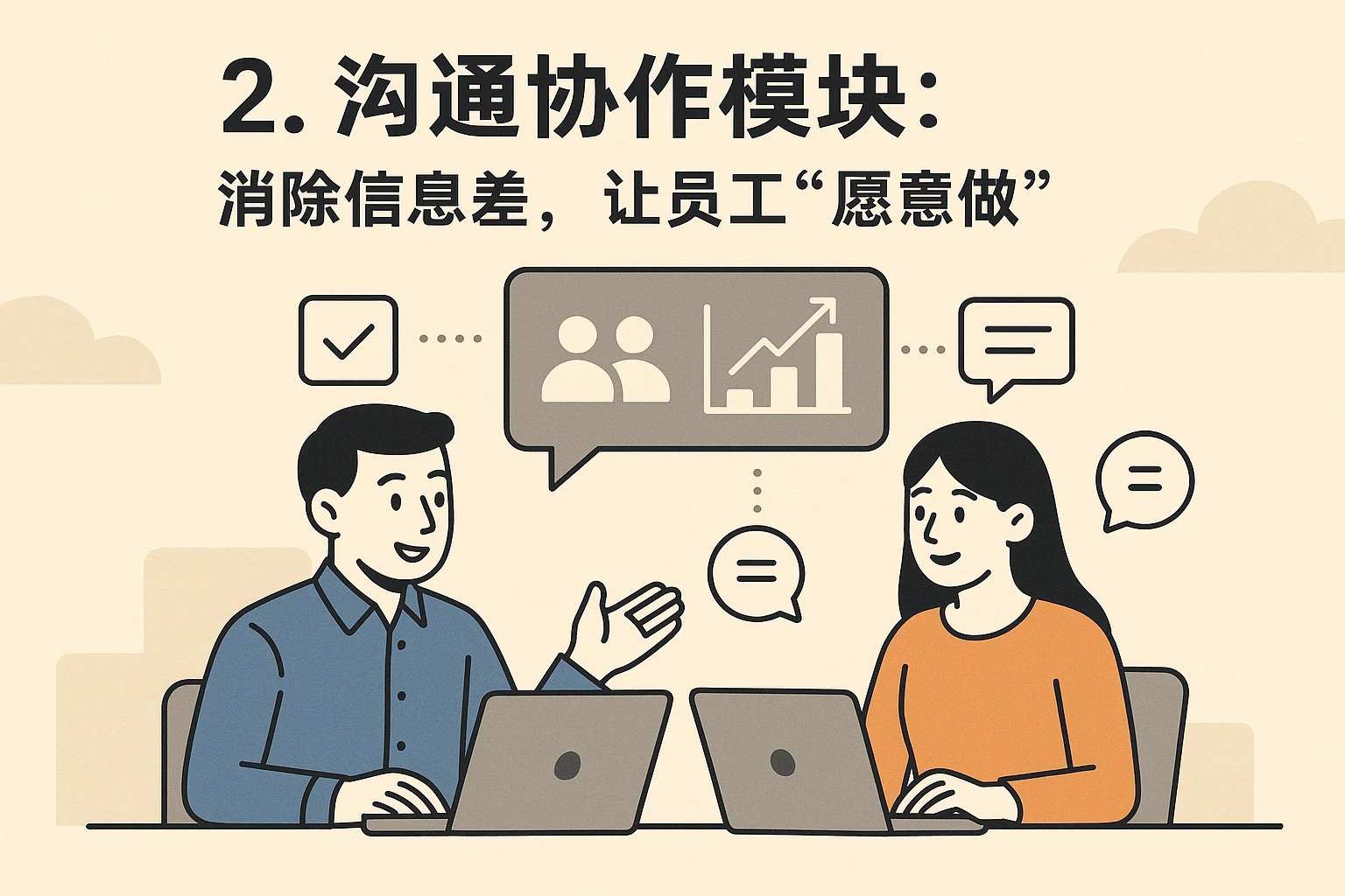 2. 沟通协作模块:消除信息差,让员工“愿意做”