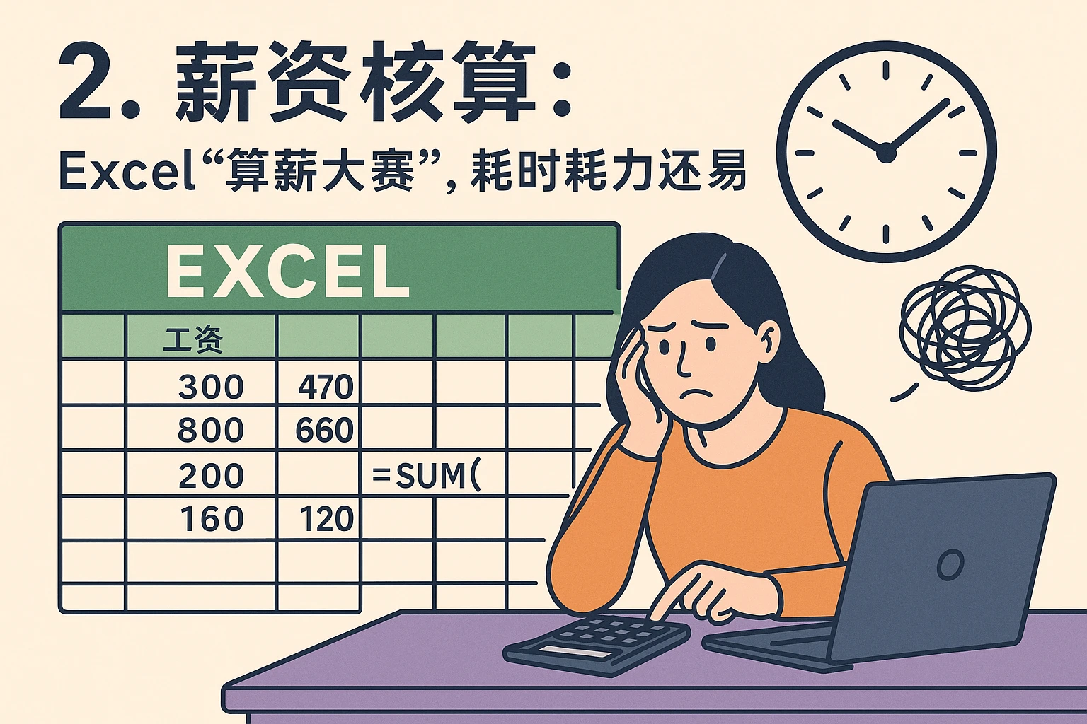 2. 薪资核算：Excel“算薪大赛”，耗时耗力还易出错