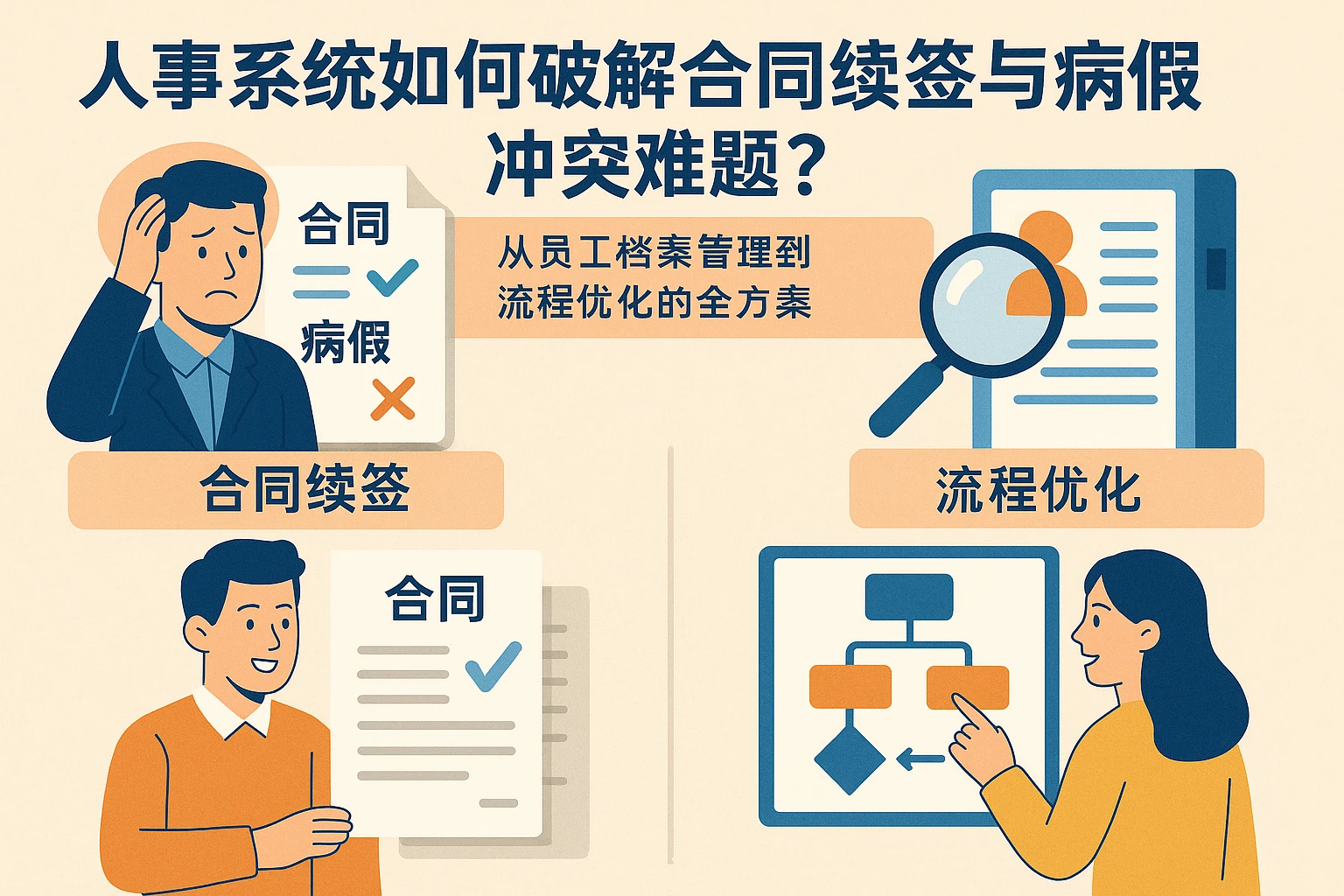 人事系统如何破解合同续签与病假冲突难题？从员工档案管理到流程优化的全方案