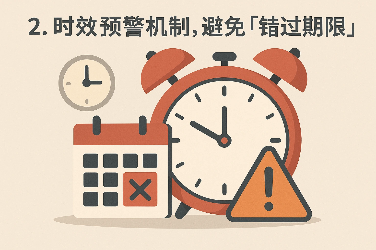 2. 时效预警机制，避免「错过最后期限」