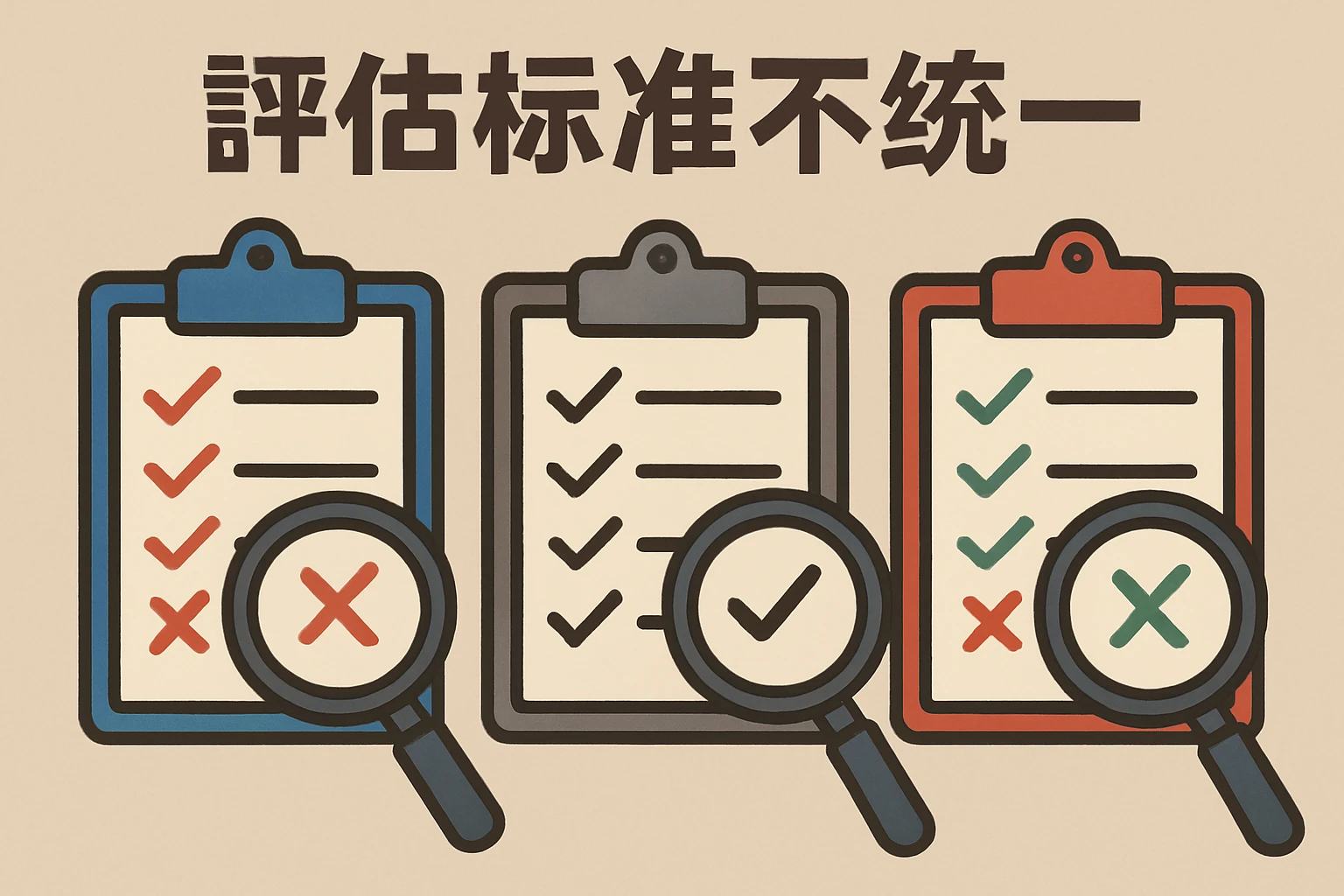 评估标准不统一