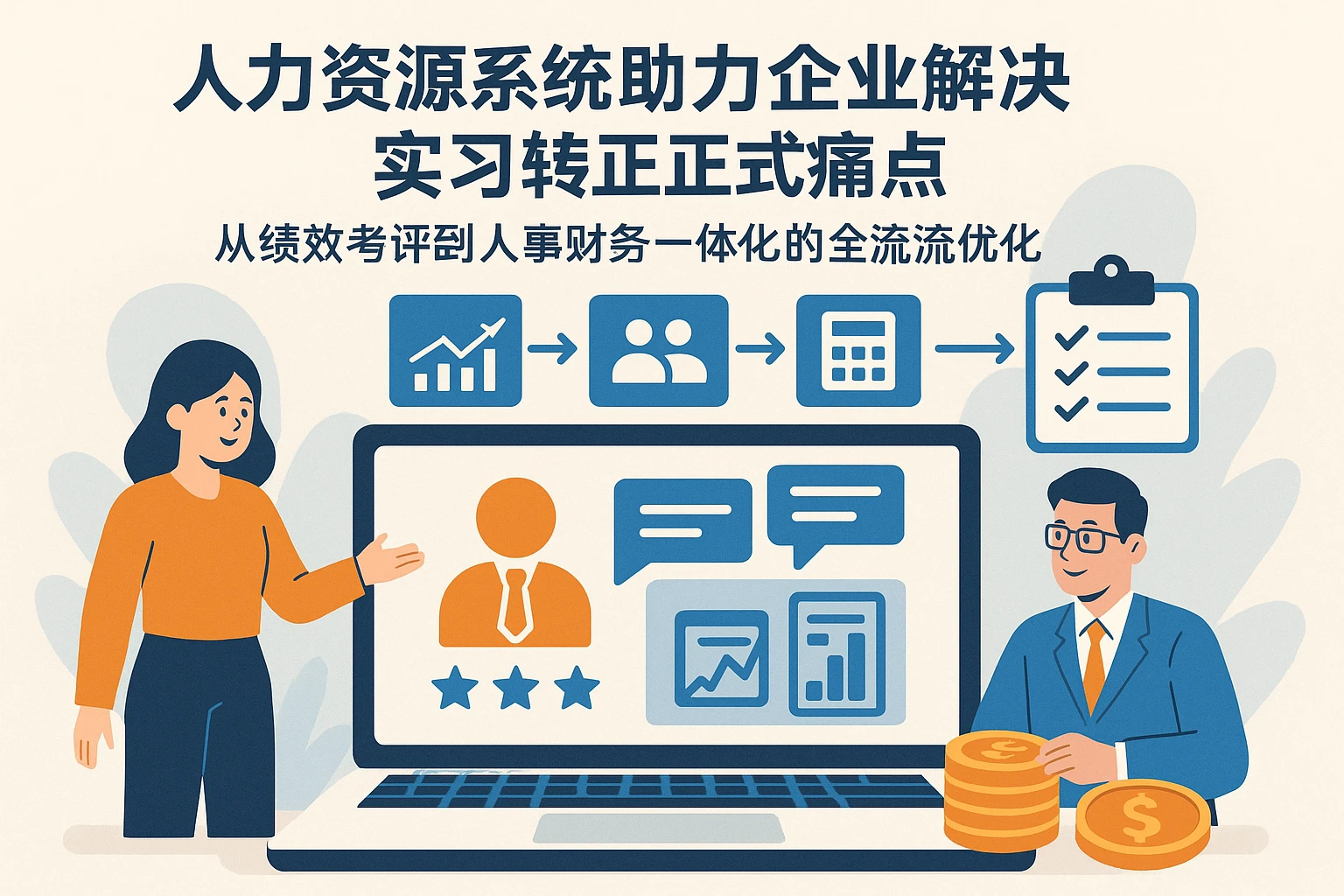 人力资源系统助力企业解决实习转正式痛点:从绩效考评到人事财务一体化的全流程优化