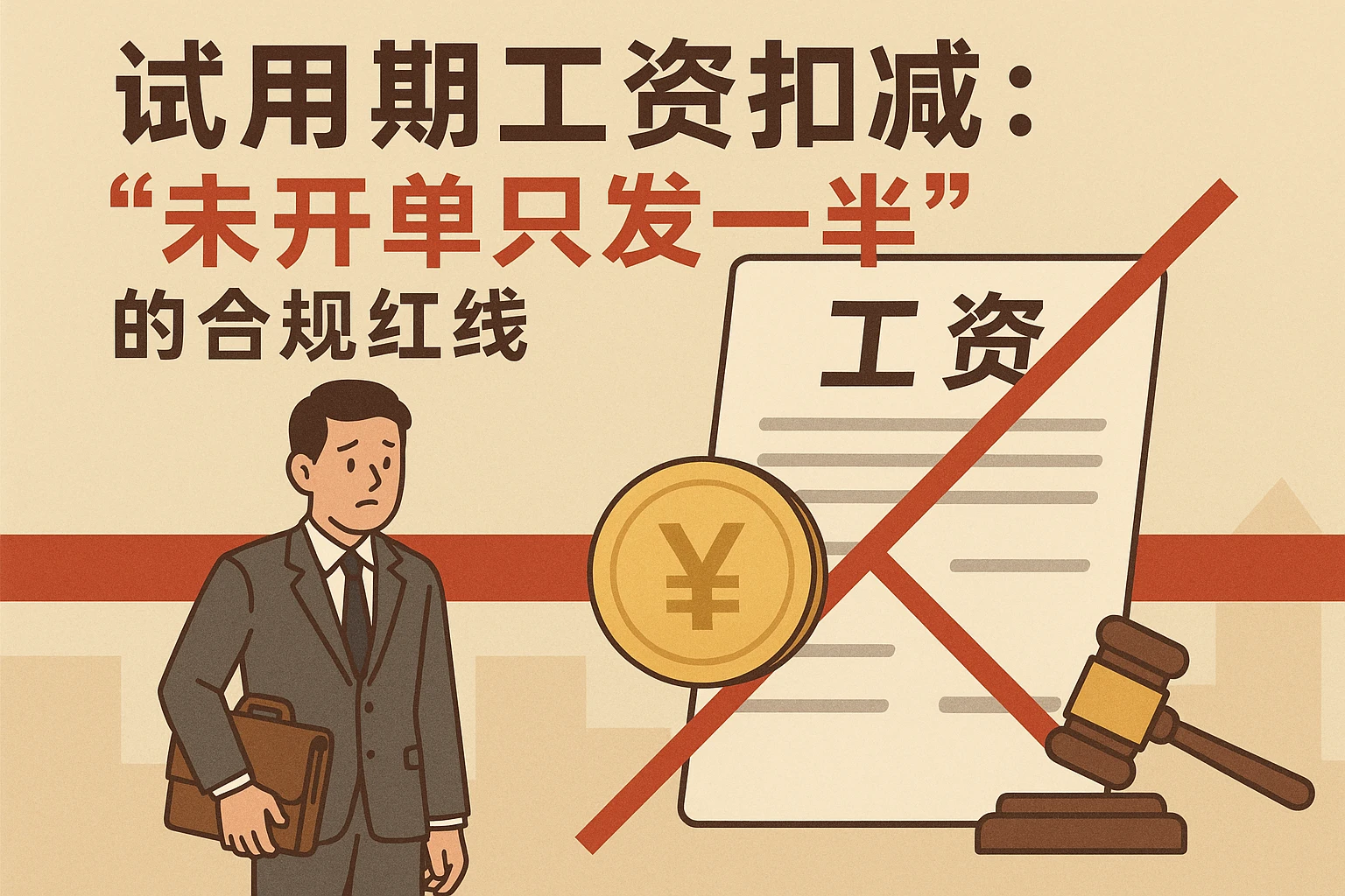 2. 试用期工资扣减：“未开单只发一半”的合规红线