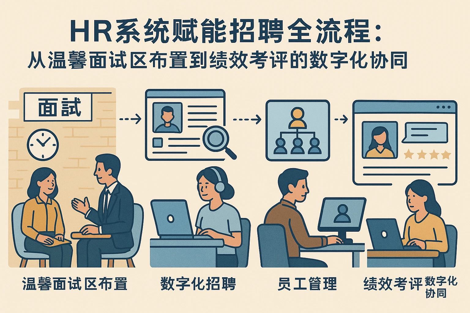 HR系统赋能招聘全流程:从温馨面试区布置到绩效考评的数字化协同