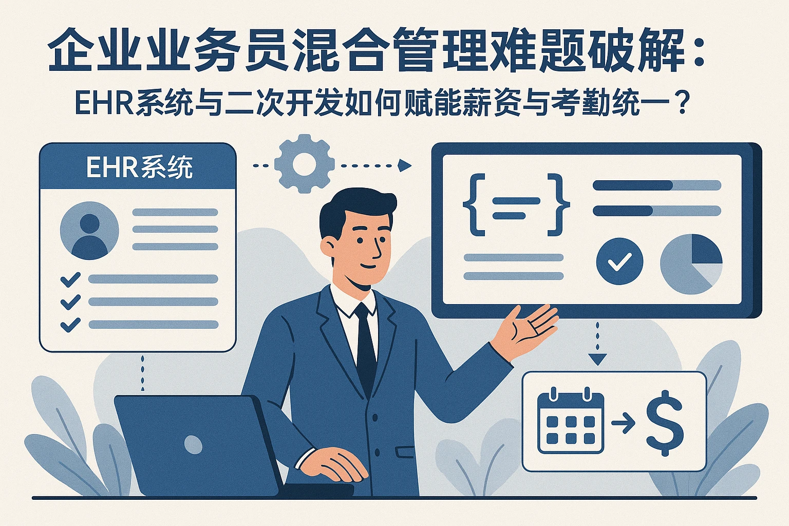 企业业务员混合管理难题破解:EHR系统与二次开发如何赋能薪资与考勤统一?