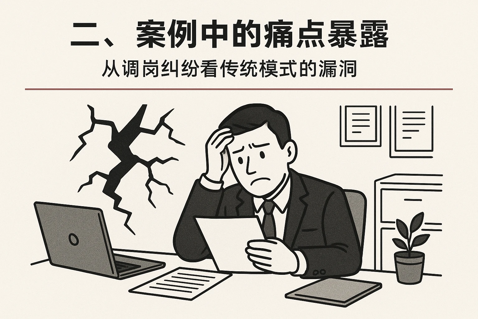二、案例中的痛点暴露:从调岗纠纷看传统模式的漏洞