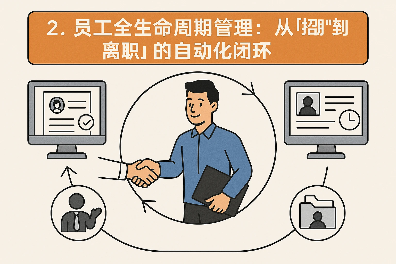 2. 员工全生命周期管理:从“招聘到离职”的自动化闭环
