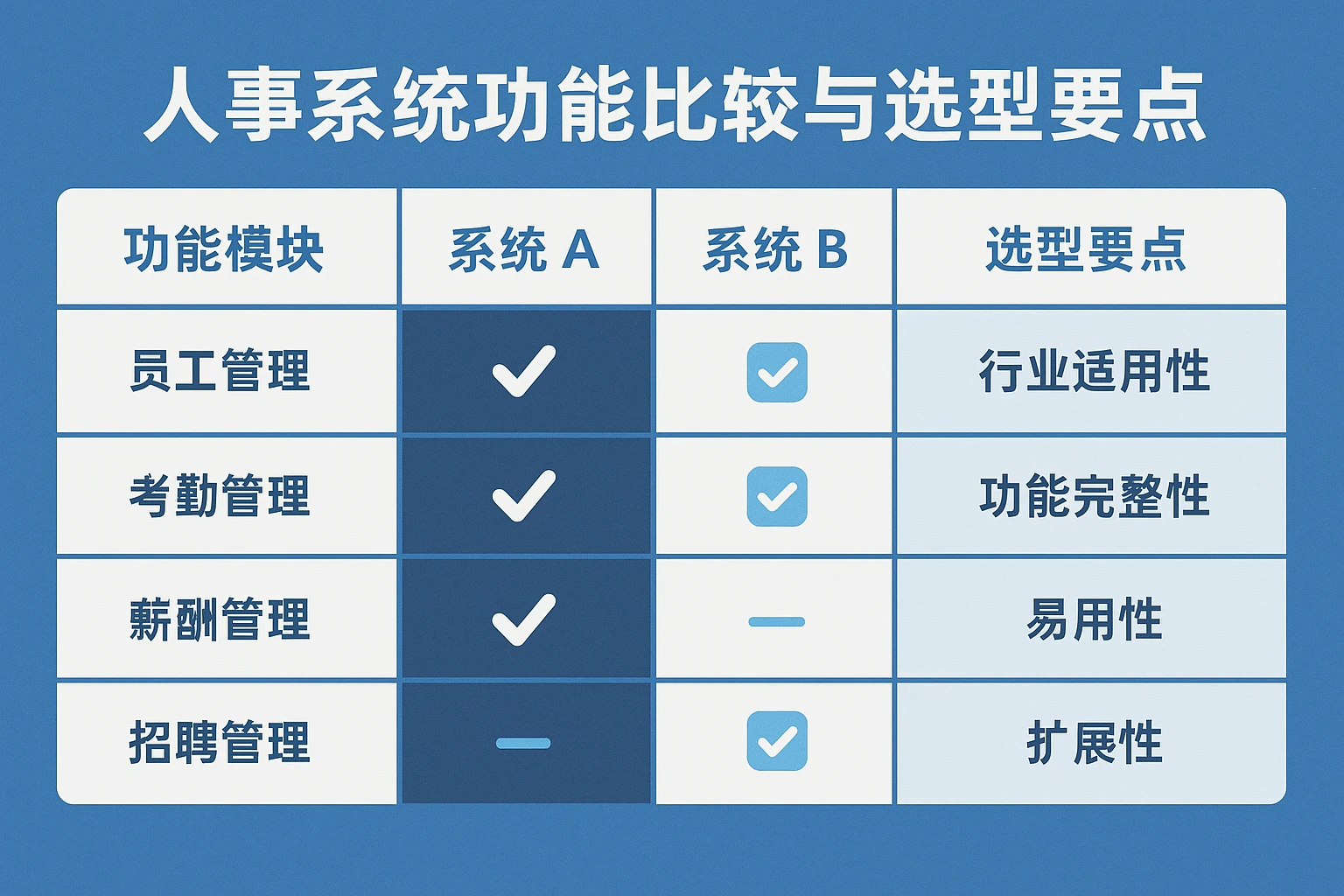 人事系统功能比较与选型要点