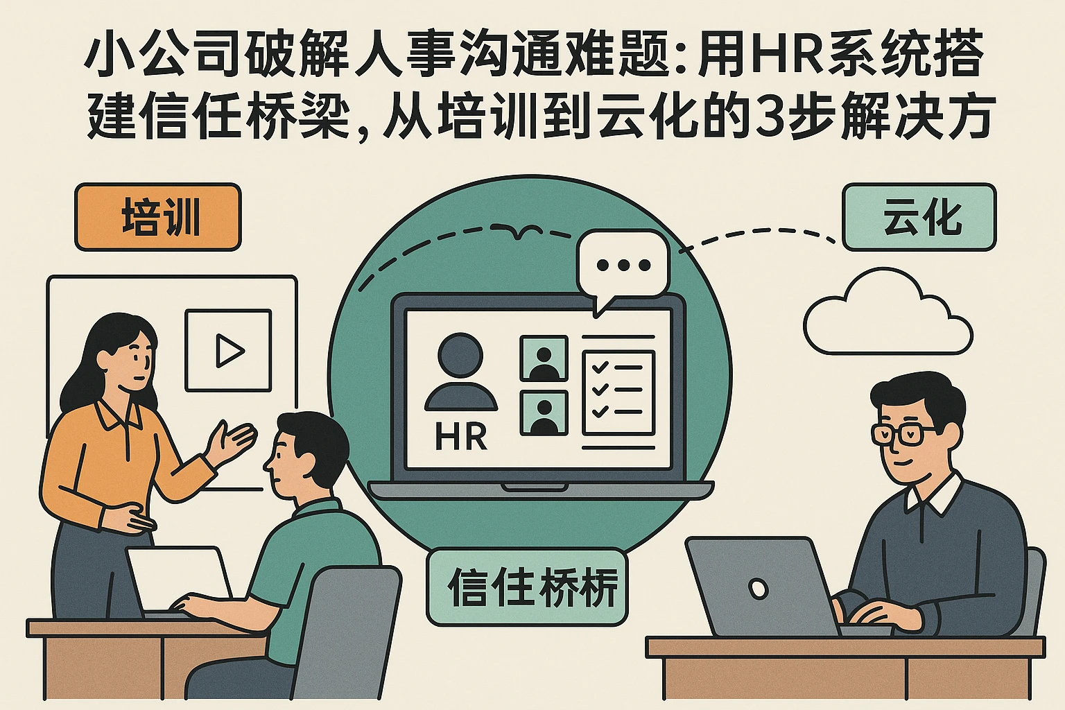 小公司破解人事沟通难题：用HR系统搭建信任桥梁，从培训到云化的3步解决方案