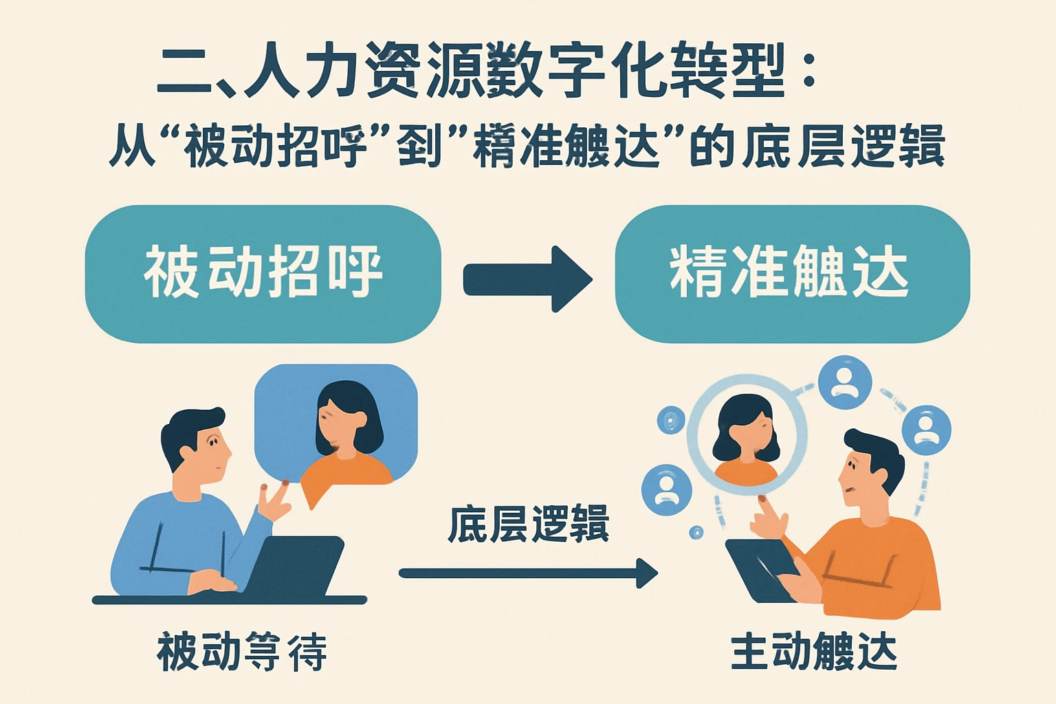 二、人力资源数字化转型:从“被动招呼”到“精准触达”的底层逻辑