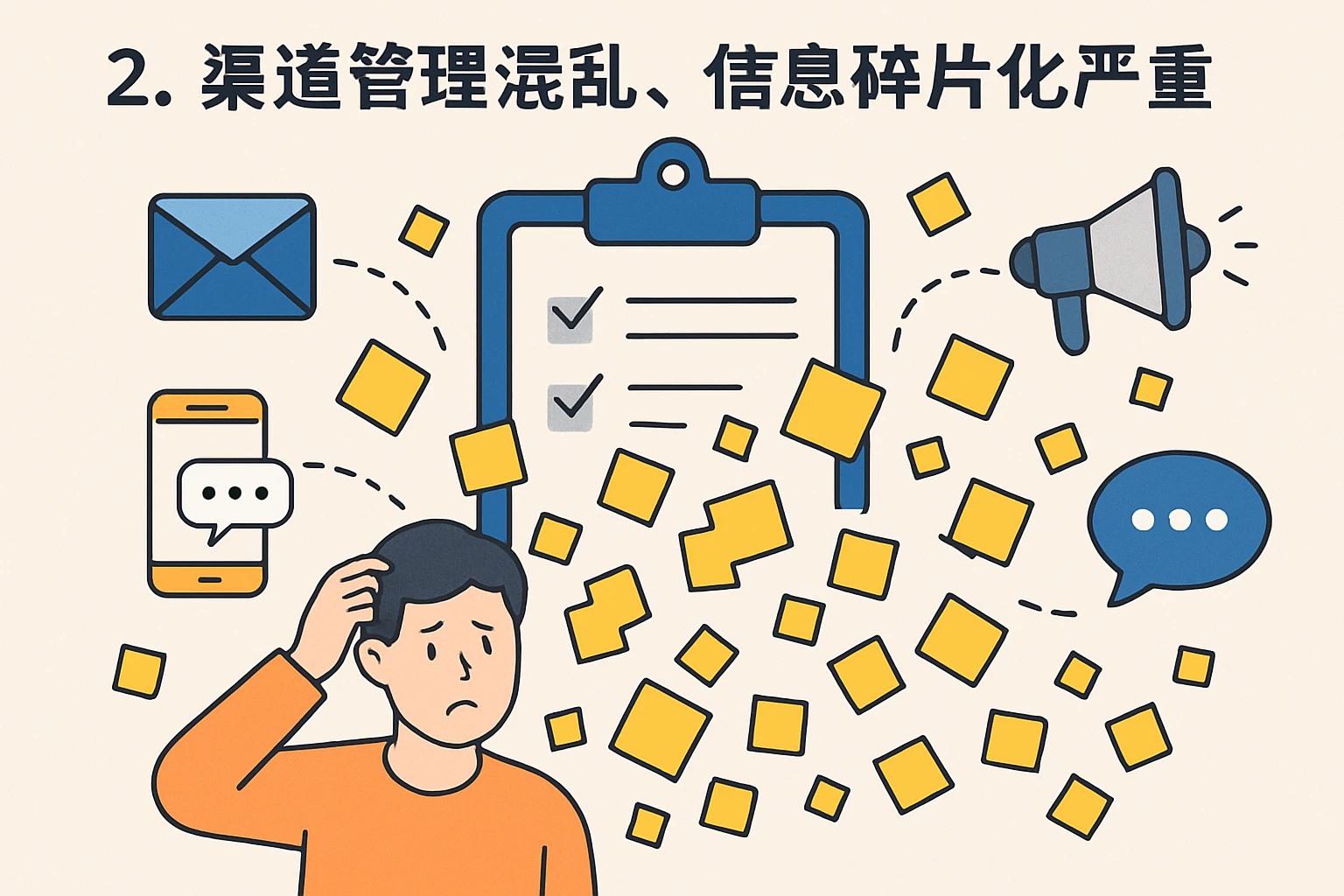 2. 渠道管理混乱，信息碎片化严重