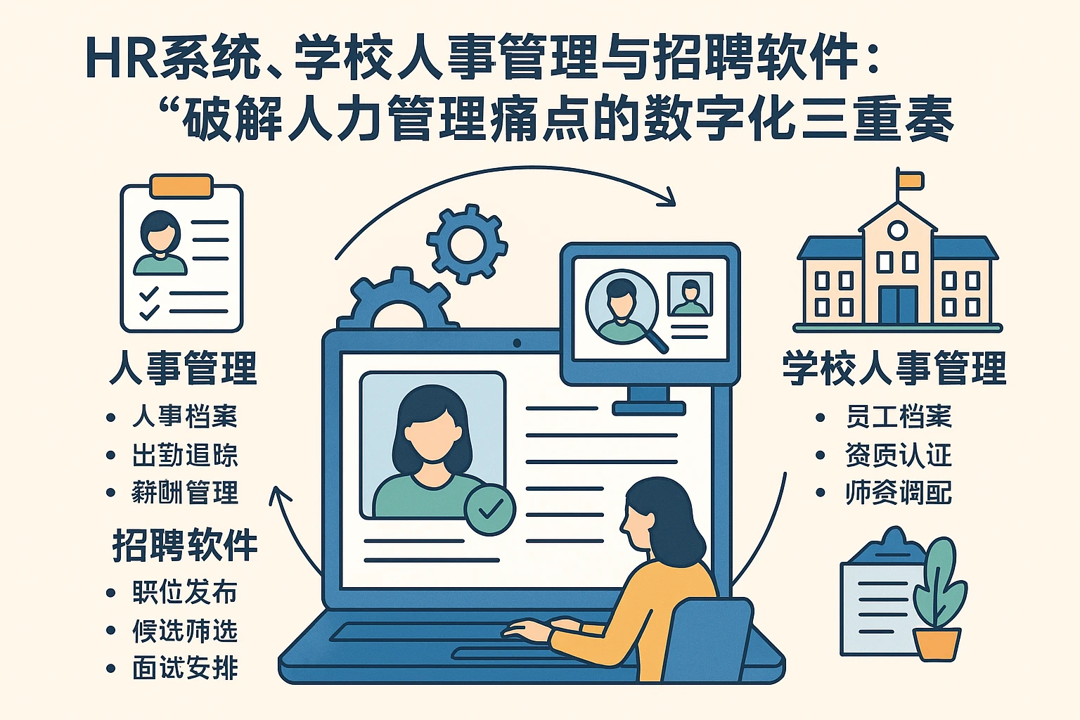 HR系统、学校人事管理与招聘软件:破解人力管理痛点的数字化三重奏